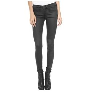 Rag and Bone | Women's Black Skinny Stretch Denim Coated Leggings Size 30